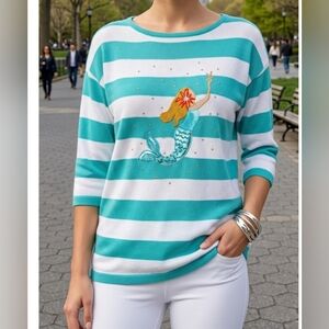 G/C.  Ladies Mermaid striped top size medium